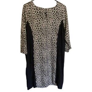 Alessa W Collection Dress Womens Size 14 Cheetah Print Lace 3/4 Sleeves Stretch
